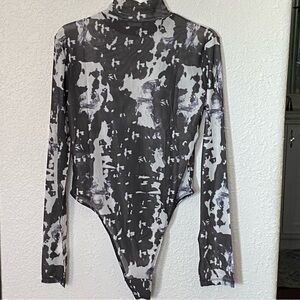 QIVICIMA MESH BODYSUIT LEOTARD BLACK TOP SIZE MEDIUM